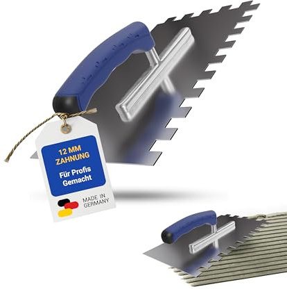 Karl Dahm® Softgriff-Zahnkelle 12 mm – Profi Glättekelle aus rostfreiem Edelstahl – Ergonomischer Griff – Ermüdungsfreies Arbeiten – Made in Germany – 11643