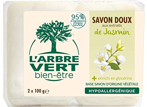 L'arbre vert Savon Solide Jasmin 1 Packung (2 x 100g)