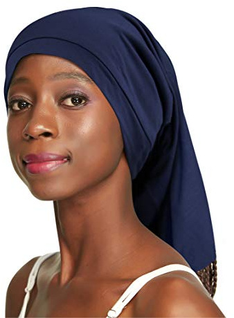 Dreadlock Tube Satin Sleep Nightcaps for Braids Dark Blue