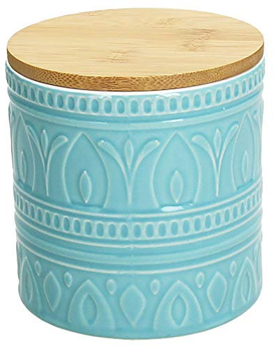 Tognana Vorratsdose Relief Avio, 700 ml., 12 cm hoch, Keramik, blau mit wundervoll gearbeiteter Struktur und einem tollen Dekor