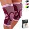 2 Stück Kniebandage für Herren & Damen - Kompression Kniestütze Sport für Knieschmerzen - Kniebandage für Arthrose & Meniskus - Atmungsaktiv & Rutschfest (M, Bordeaux)