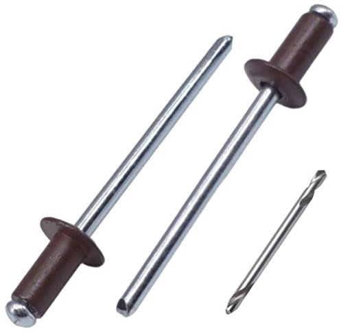 SKIR'CO Rivetti ciechi verniciati, 4,0 x 8 mm, in alluminio, punta da trapano inclusa, colore: Marrone cioccolato RAL 8017