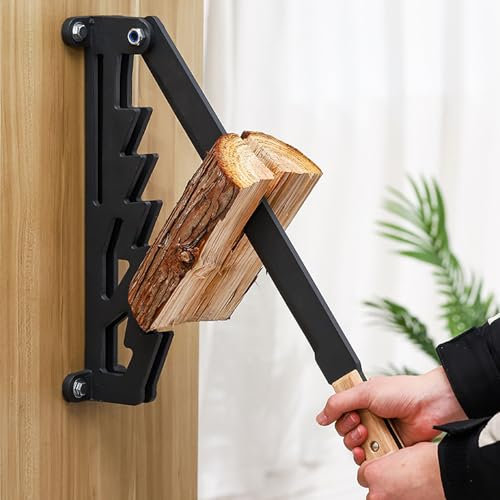 Jiawu Divisor de Leña para Leña, Divisor de Leña Montado en la Pared, Mango de Madera, Divisor de Leña para Leña, Cortador de Leña, Divisor de Troncos Resistente, Divisor de Madera