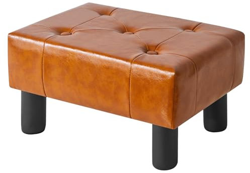 YMYNY Kleine Fußbank, Kunstleder Rechteckiger Sitzhocker für Wohnzimmer, Pouf Couch Hocker, Ottoman Fußstütze für Eingang 40×30.5×22.5CM Orange HBD038J