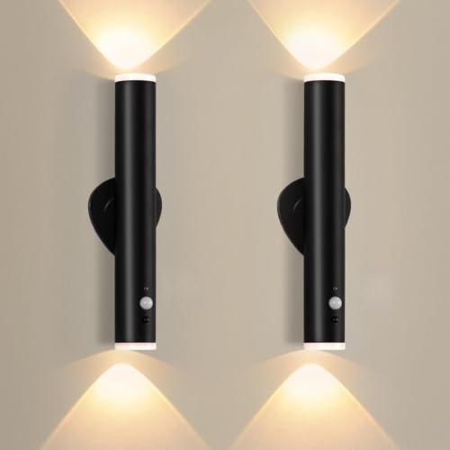DESGNT Trådlös vägglampa, LED-vägglampa för inomhusbruk med fjärrkontroll, uppladdningsbar vägglampa med rörelsesensor, 3-lägen, magnetisk lampa för trappor, vardagsrum, sovrum, hall