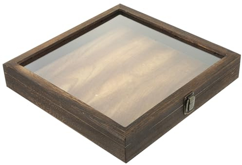 PRETYZOOM Caja de Almacenamiento de Madera Estilo Retro con Tapa de Vidrio para Exhibición de Mariposas y Muestras, con Gran Capacidad y Almohadilla Eva Protectora Estilo