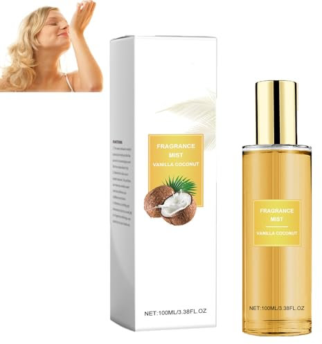 Spray corpo alla vaniglia, profumo di cocco, profumo di cocco, profumo spray per il corpo da donna, profumo di fragranza a lunga durata, spray corpo vaniglia, nebbia profumo per capelli e corpo (1 pz)