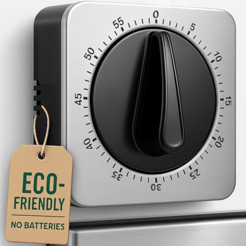 Kitchen Timer, Eieruhr Mechanisch Keine Batterien Erforderlich, Küchenwecker 100% Mechanische Mit Edelstahlgehäuse - Küchenuhr, Stoppuhr, Countdown-Erinnerung Magnetisch Küchenuhr Eieruhr (Grau)
