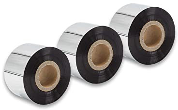 vhbw 3x Thermotransfer-Band kompatibel mit Zebra ZT230, ZT220 Drucker Etikettendrucker, Wischfest, 40 mm x 300 m, Wachs-Plus Schwarz