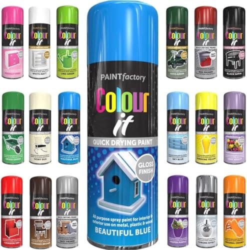 Spray Paint Beautiful Blue Gloss Aerosol 400ml Cans - Quick Dry, All Purpose Spray Paint for Interior and Exterior Ideal for Wood, Metal, Plastic, Indoor & Outdoor Use