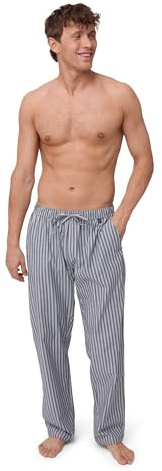 DANISH ENDURANCE Pantalon de Pyjama Homme, Coton Biologique, Bleu Marine Rayures, XL