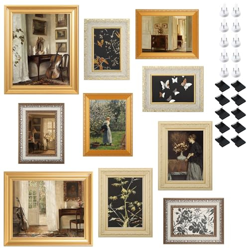 10 Pack Vintage Picture Frames for Wall or Tabletop Display Ornate Vintage Picture Frames Vintage Wall Art for Gallery Bedroom Living Room Antique Photo Frame for Wall Décor