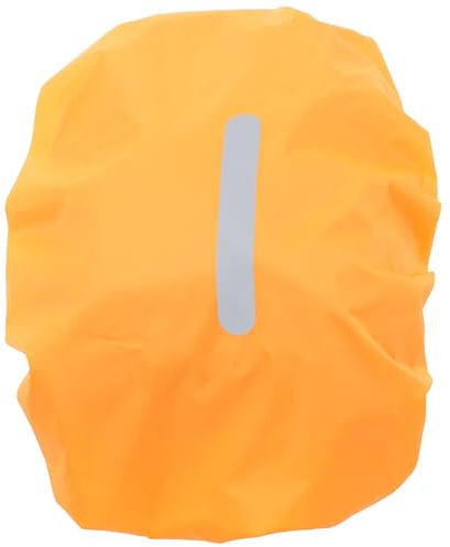 Gogogmee Housse Imperméable pour Dos Réfléchissante Protection Anti-Pluie Léger et Compact Couverture de Pluie Résistante pour Randonnée Cyclisme et Voyage Orange avec Bandes