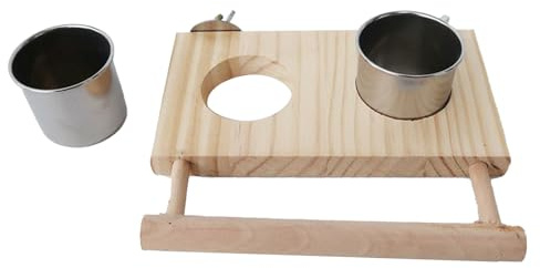 Soporte para pájaros, percas de madera para loros, estación de alimentación para pájaros grandes, medianos y pequeños, adecuado para periquitos, cacatúas, guacamayos, pinzones, suministros duraderos