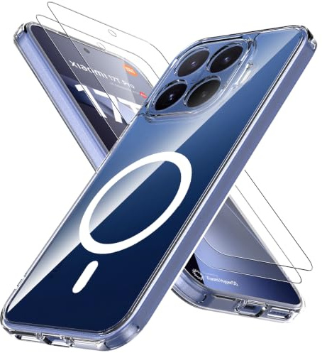 Anoowkoa Funda Magnética para Xiaomi 17T Pro 5G con 2 Piezas Cristal Templado Protector de Pantalla,Compatible con Magsafe,Anti-Arañazos，Adecuado para Xiaomi 17T Pro,Transparente