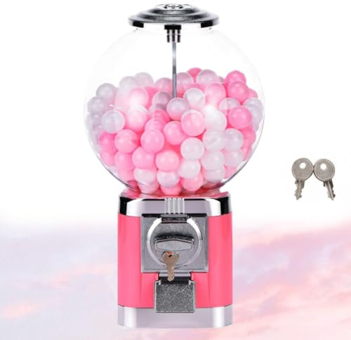 Kapselautomat Med 100 Tomma 32 Mm Kapslar | Legering och PC-byggd, myntfri drift, 43 cm hög, låsbar topp, 2 nycklar ingår(Pink)