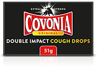 Covonia Double Impact Cough Drops Original Flavour , Powerful Menthol Vapours , Suitable for Vegetarians , Alcohol Free Cough Drops , 51g