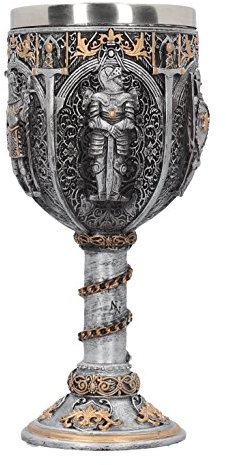 Nemesis Now Gobelet médiéval Chevalier argenté en résine avec Insert en Acier Inoxydable 17,5 cm