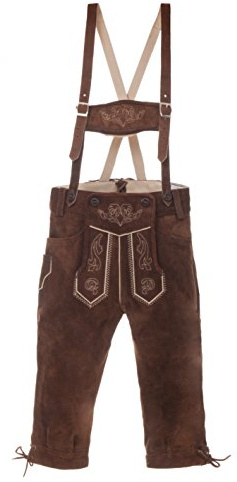 Pantalon traditionnel en cuir avec bretelles pour enfant Longueur genou Marron ou noir - Marron -