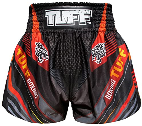 Tuff Sport Muay Thai-Box-Shorts, Micro-Stoff, Kick, Kampfsport, Training, Fitnessstudio, Kleidung, Schwarz Modern, Groß