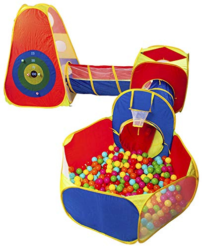 BalanceFrom 5-Piece Ball Pit Tents and Tunnels, Toddler Jungle Gym Play Tent with Play Crawl Tunnel, Pit Balls NOT Included, Multiple