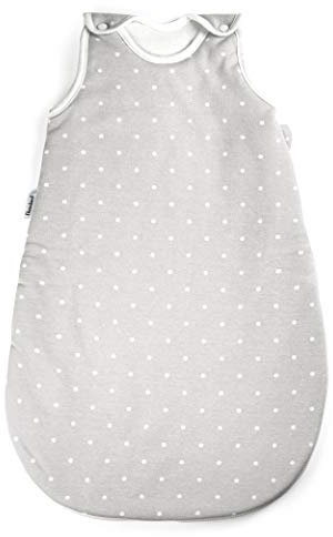 Ehrenkind® Baby Sommerschlafsack Rund | Bio-Baumwolle | Sommer Schlafsack Gr. 62/68 Grau mit weißen Punkten | Schlafsack Baby Schlafsack Kinder