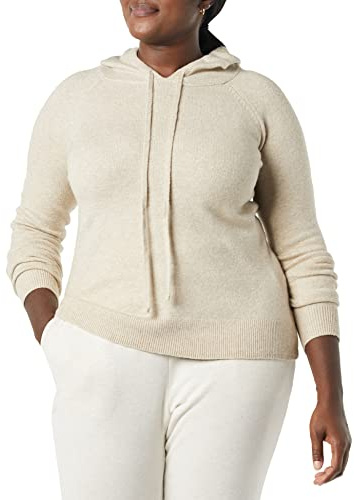 Amazon Essentials Women's Soft Touch Hooded Pullover Jumper, Beige, M