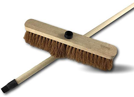 Kibros 211726Mx3 - Scopa in fibra di cocco naturale, lunga 37,5 cm, manico in legno da 1,25 m