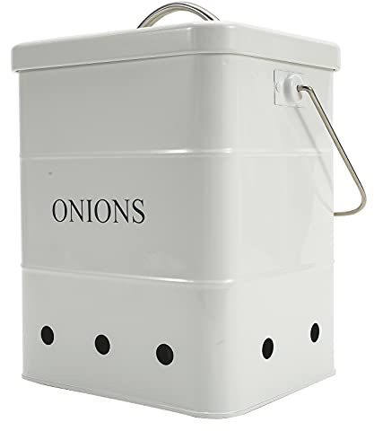 Gdfjiy Onion Storage, Metal Onion Storage Container with Lid and Handles