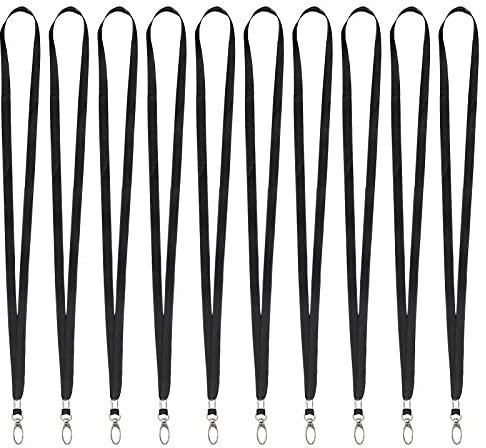 Popuppe 10 Stücke Schlüsselbänder Umhängebänder Nylon Lanyards Schönes Umhängeband Schwarz Schlüsselband mit Drehbarem Metallclip für Ausweise, Impfpass Erwachsene