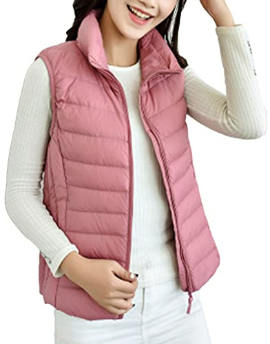 DAIHAN Doudoune Sans Manches Femme Hiver - Gilet Rembourré Veste Chaud Extérieur Manteau Matelassée Parka Blouson Zippée Casual Veste en Duvet Blouson Gilets
