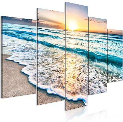 murando Quadro Acustico Mare Spiaggia 5 pezzi schiuma acustica Quadri Moderni Grandi - Camera da Letto Matrimoniale - Stampa su Tela - Pannelli Fonoassorbenti Decorativi - Fonoassorbente