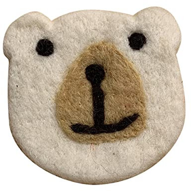 Sottobicchiere a Forma di Orso, Sottobicchiere in Feltro di Lana d'Orso, Morbido e Isolante, di Dimensioni Libere, Antiscivolo per Birra (Bianco Dimensione libera)