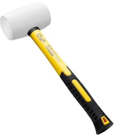 CCLIFE Gummihammer Weiß 910g Zertifiziert durch TÜV und GS Gummi hammer mit zwei Seiten, D=65 mm Schonhammer für Bodenleger und Fliesen
