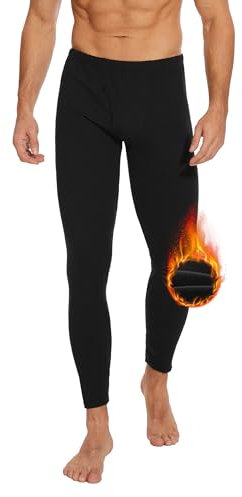 AKKQHH Thermo Unterhosen Herren Lange Warm Thermohose Männer Thermounterwäsche Winter Skiunterwäsche Fleece Funktionsunterwäsche Unterwäsche Hose(Schwarz,XL)