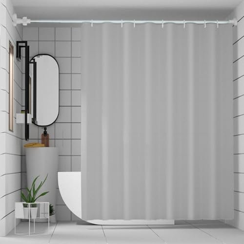 chongning Solid Colour Shower Curtain Mildew Resistant and Water Repellent, Made of PEVA 180 x 180cm for Wet Rooms, Shower, Bath (Gray)