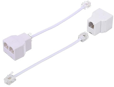 2 Pack Telefono RJ11 6P4C Adapter a 2 Vie, RJ11 6P4C Maschio a Converter Female Con 5 Pollici Cable, Adapter a Wallet Jack Splitter für Festleitung