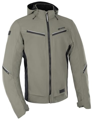 Oxford Mondial Street Mens Motorcycle Jacket Khaki Waterproof CE AA Certified D2D Textile Adventure Touring Motorbike Jackets Thermal Liner Breathable Protective Riding Multi Pockets Vents (Khaki,XL)