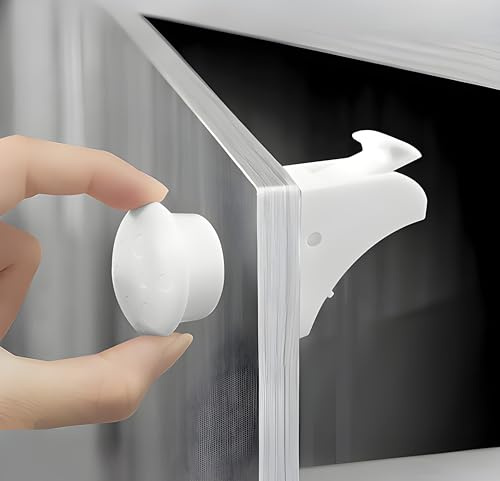 Magnetic Child Safety Cupboard Locks for Children Baby Proofing Kitchen Cabinets & Drawers Easy Install White, Child Safety Lock (4 Locks+1 Keys)