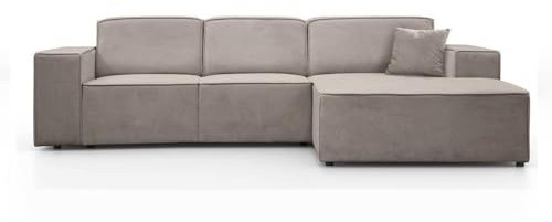 BEAUTY SOFA Pedro Ecksofa, Breite 267 cm, L Rechts, Velo 623, Dunkelbeige, Minimalistisches Design, Freistehend, Hochwertige Polsterung