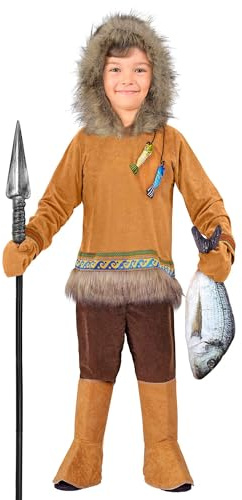 W WIDMANN MILANO Party Fashion – Inuit kostym barn, topp med huva, byxor, handskar och stövelskydd för karneval