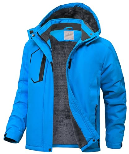 Zoofly Giacca Invernale Bambini Giacca da Neve Ragazzi in Pelo Caldo Giacca da Sci Impermeabile con Cappuccio L(10-12) Blu