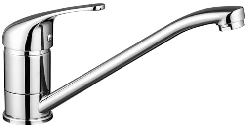 CECIPA Rubinetto Lavello Cucina Cromo, Miscelatore Cucina Monocomando 360° Girevole, Rubinetto Cucina con Regolazione Caldo/Freddo, Design Moderno, Risparmio Idrico