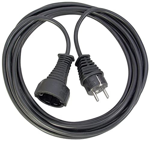 Brennenstuhl Qualitäts- Kunststoff-Verlängerungskabel mit Schutzkontakt-Stecker und -Kupplung (Verlängerungskabel für innen mit 5m Kabel) schwarz