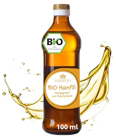 BIO Hanföl 100ml aus Deutschland kaltgepresst - Bio Hanfsamenöl reich an Omega 3-6-9