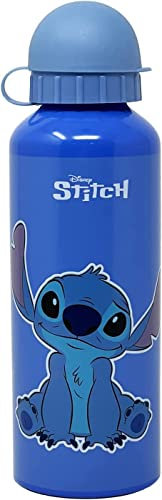 Disney Stitch Flasche Wiederverwendbare, Widerstandsfähiges Aluminium-Design, Wasserflasche für Mädchen, Reiseflasche, Fassungsvermögen 500 ml (Blau)