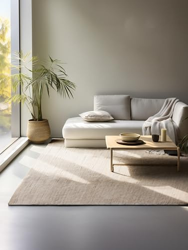 Hanse Home Tappeto in iuta naturale, tessuto a mano ed ecologico, in fibra naturale boho per soggiorno, camera da letto, sala da pranzo, corridoio, cucina, colore beige, 80 x 150 cm