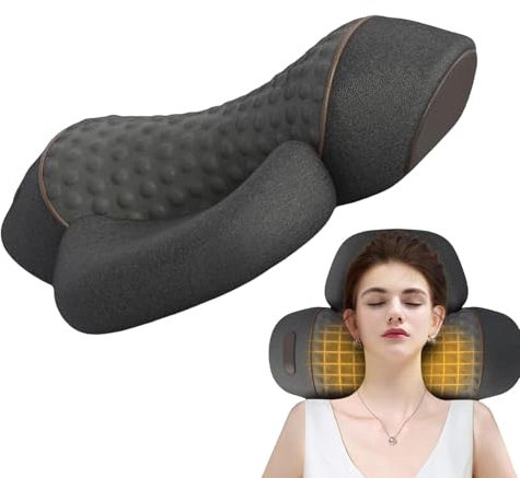 Fisiorest Masseur de cou 3 en 1 | Masseur d'épaule avec chaleur | Outils de massage de la colonne cervicale | Masseur de cou pour tissus profonds et épaules avec traction pour aide au sommeil