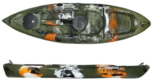 Crazy4Boating Kajak Sit-on-Top 1er | 270x80 cm Angelkajak Camouflage | Kompaktes & Kippstabiles Freizeitboot | Robustes PE | Inkl. Rutenhalter-Vorbereitung & Stauraum