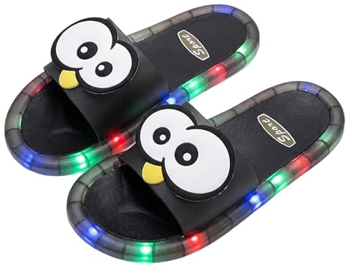 Ginwrek Pantofole estive Pantofole estive da donna scarpe luminose attivate dal movimento con simpatici occhi da cartone animato ciabatte antiscivolo per interni ed esterni per adulti nere L